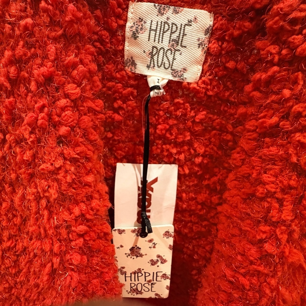 Hippie Rose Vibrant Rust Orange Cozy Cardigan - NWT - Picture 3 of 10